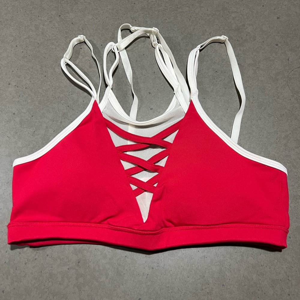 Bombshell Sportswear So Meshed Up Sports Bra (large) Red